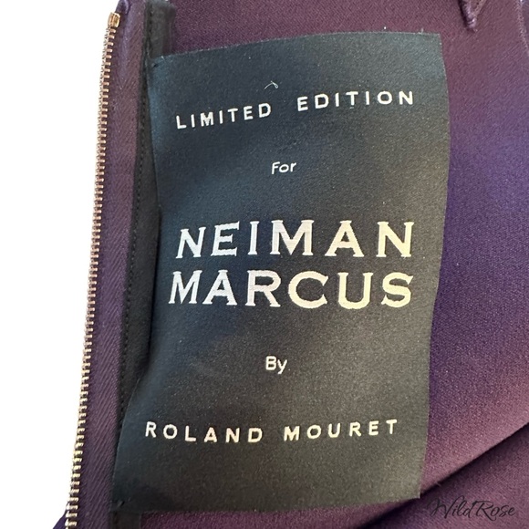 ROLAND MOURET Eggplant Purple Fitted Tailored Cut Out Back Sheath Dress SZ US 10 - Picture 10 of 11